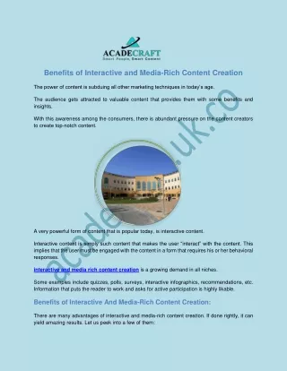 benefits of interactive and media rich content