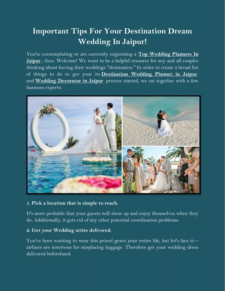 important tips for your destination dream wedding