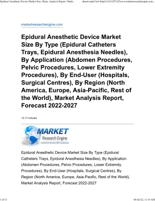 epidural anesthetic device market size share