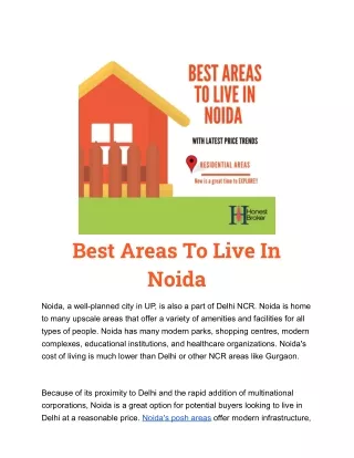 Best Areas to Live In Noida