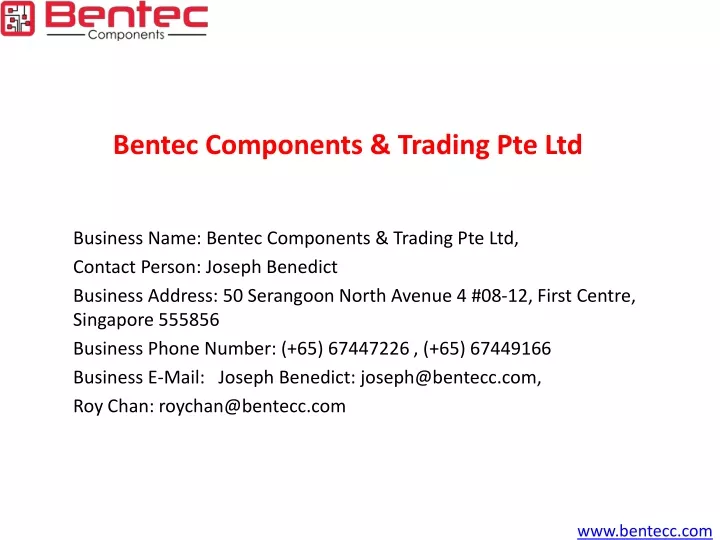 bentec components trading pte ltd