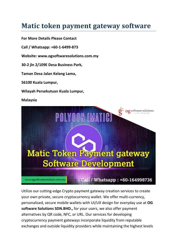 matic token payment gateway software