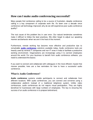how can i make audio conferencing successful