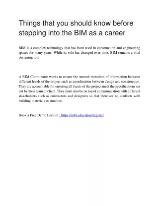 Things that you should know before stepping into the BIM as a career