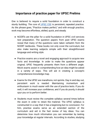 importance of practice paper for upsc prelims