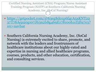 Certified Nursing Assistant (CNA) Program/Nurse Assistant Training Program (NATP