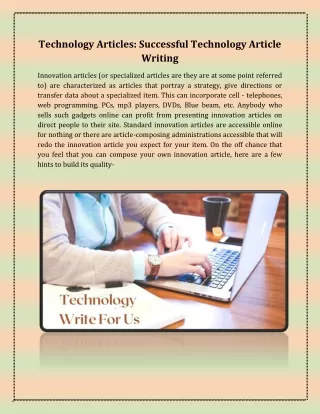 Technology Articles: Successful Technology Article Writing