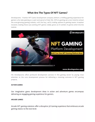 what are the types of nft games