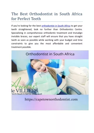 The Best Orthodontist in South Africa for Perfect Teeth