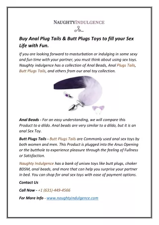 Shop Anal Plug with Tails at an Affordable price.