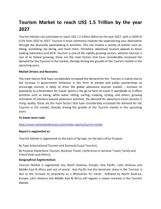 tourism market to reach us 1 5 trillion