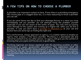 Tips on How To Choose A plumber