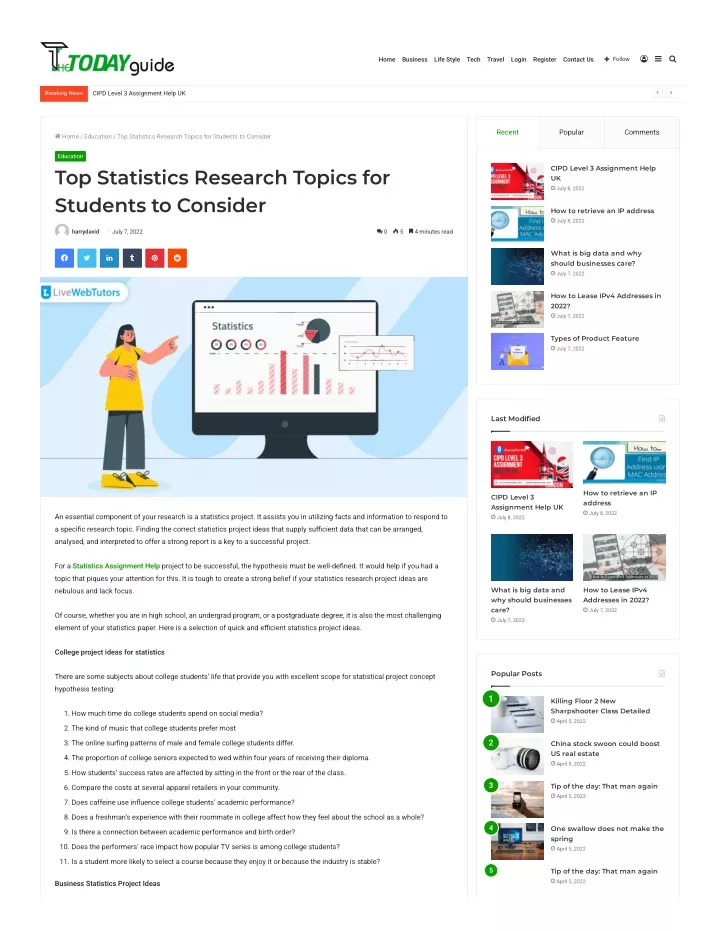 statistics research paper topics for graduates