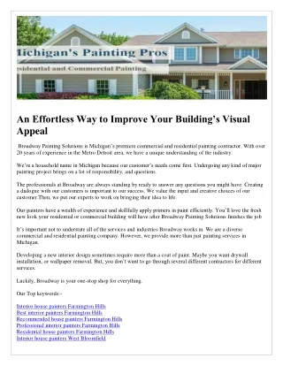 an effortless way to improve your building