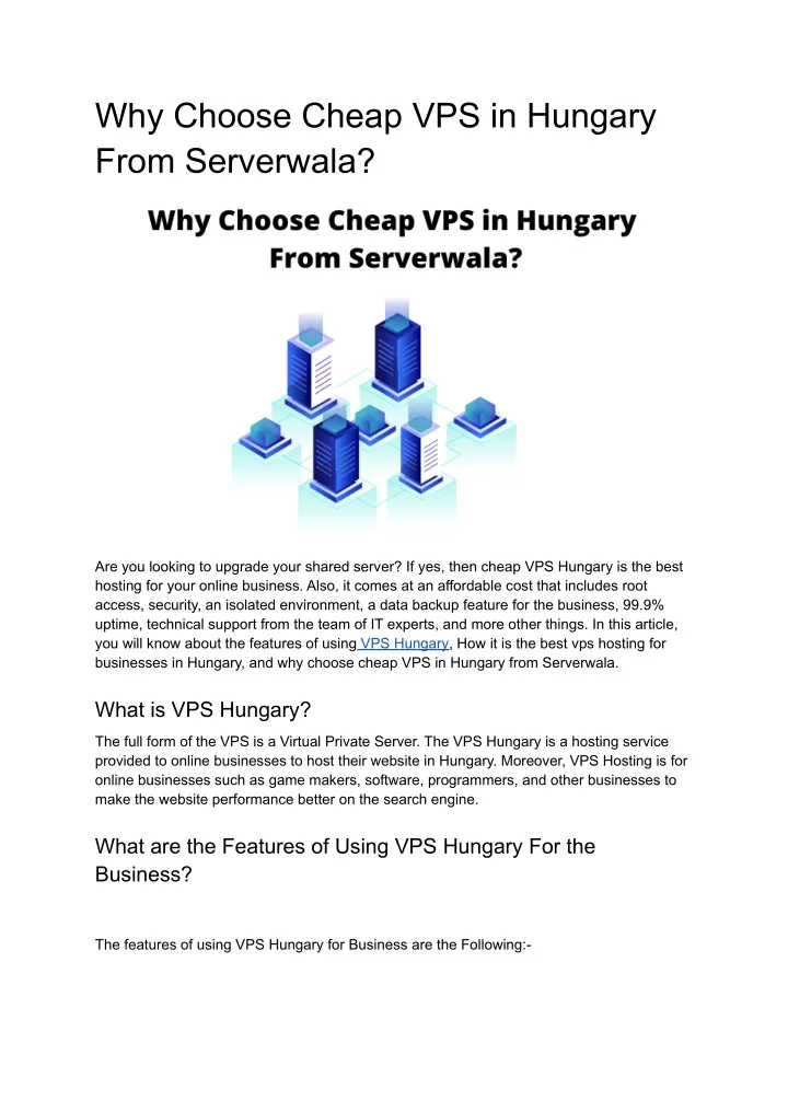 why choose cheap vps in hungary from serverwala