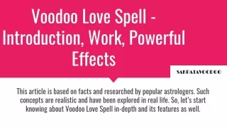 voodoo love spell introduction work powerful effects