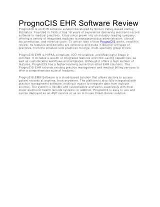 PrognoCIS EHR Software Review