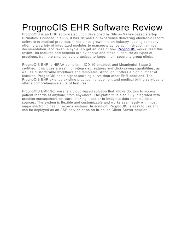 prognocis ehr software review prognocis