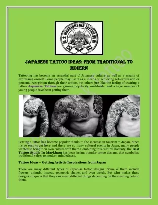 Japanese Tattoo Ideas From Traditional to Modern