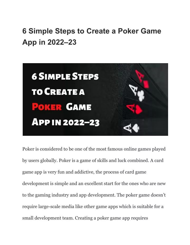 6 simple steps to create a poker game app in 2022