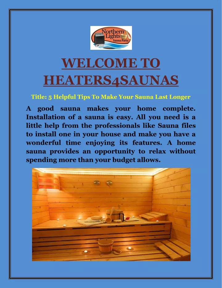 welcome to heaters4saunas