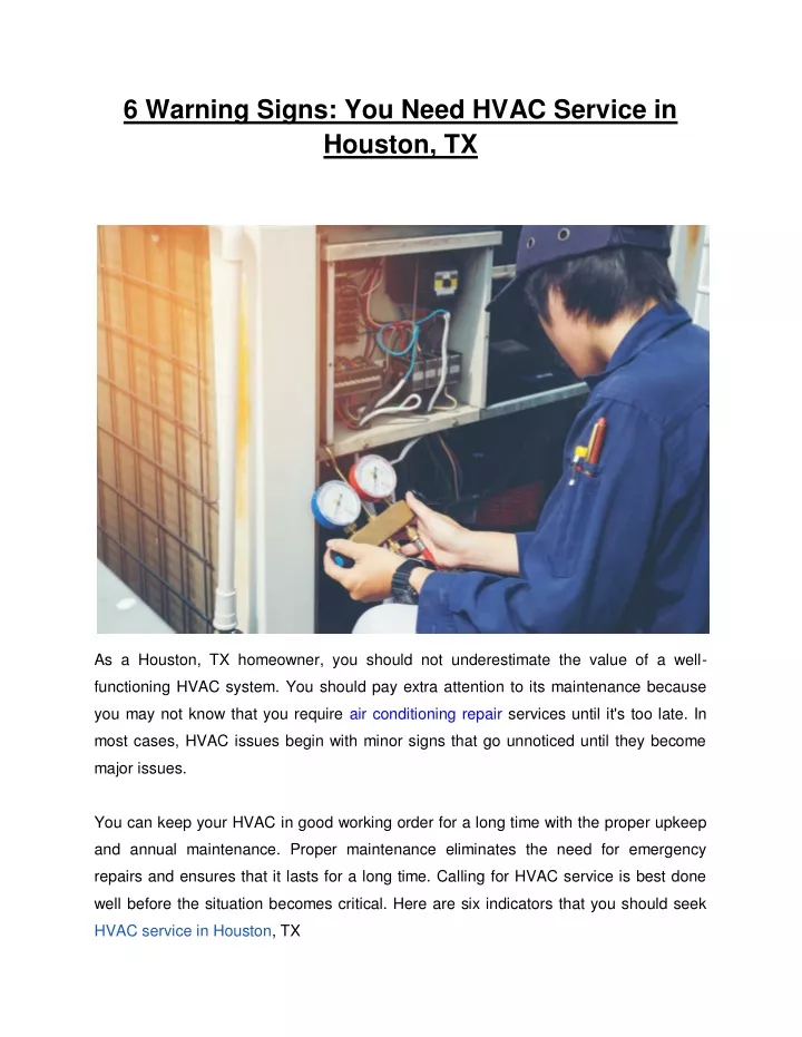 6 warning signs you need hvac service in houston