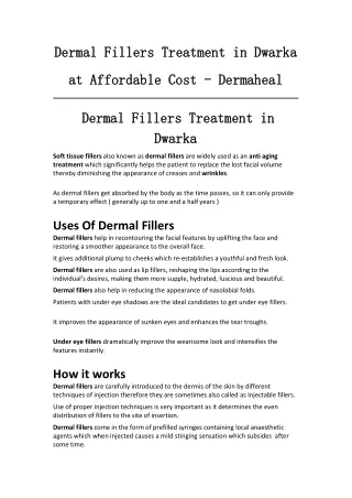 Dermal Fillers Treatment in Dwarka at Affordable Cost - Dermaheal