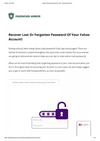 Yahoo Password Recovery Tool - Password Armor