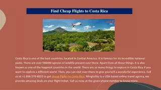Book Cheap Flights to Costa Rica  1-866-579-8033