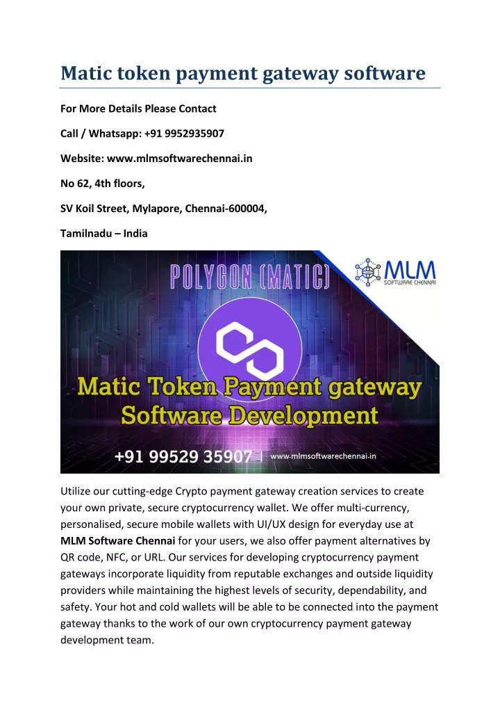 matic token payment gateway software