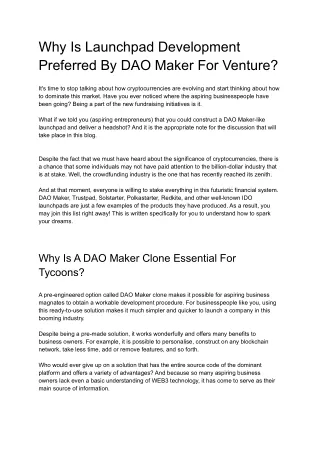 Why Is Launchpad Development Preferred By DAO Maker For Venture_