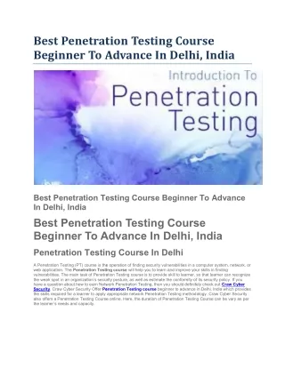 best penetration testing course beginner