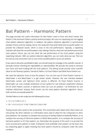 Bat Pattern - Harmonic Pattern
