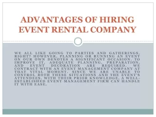 ADVANTAGES OF HIRING EVENT RENTAL COMPANY