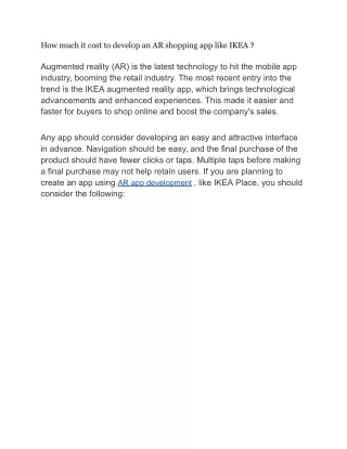 how much it cost to develop an ar shopping