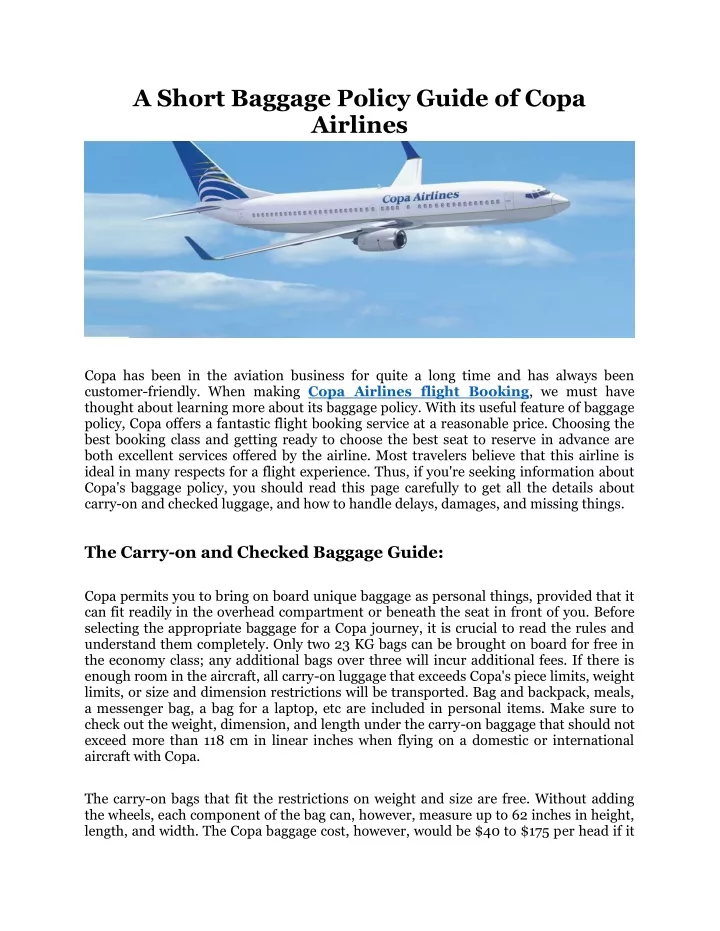 a short baggage policy guide of copa airlines