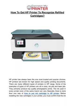 How To Get HP Printer To Recognize Refilled Cartridges