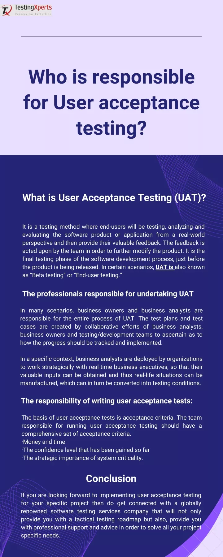 who is responsible for user acceptance testing