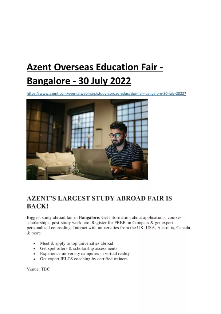 azent overseas education fair bangalore 30 july