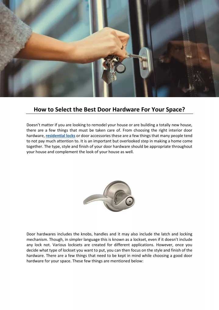 how to select the best door hardware for your