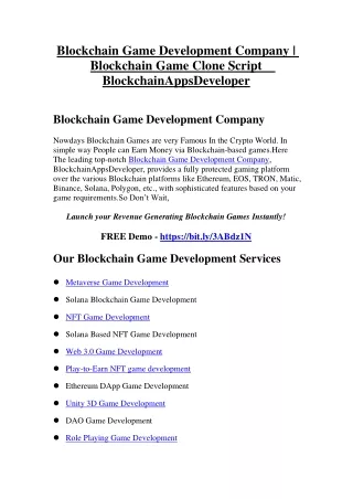 Blockchain Game Development Company | Blockchain Game Clone Script