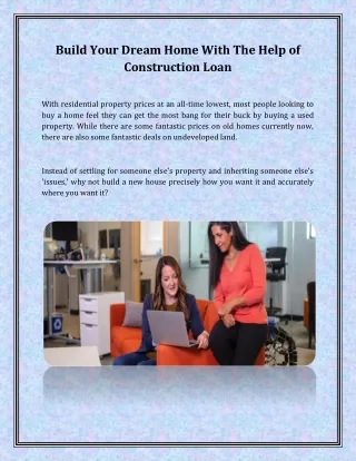 Build Your Dream Home With The Help of Construction Loan