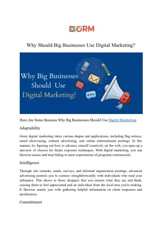 why should big businesses use digital marketing