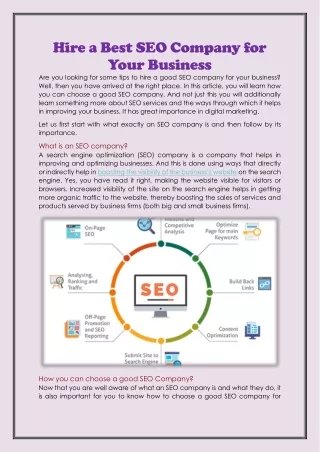 Hire a Best SEO Company for Your Business