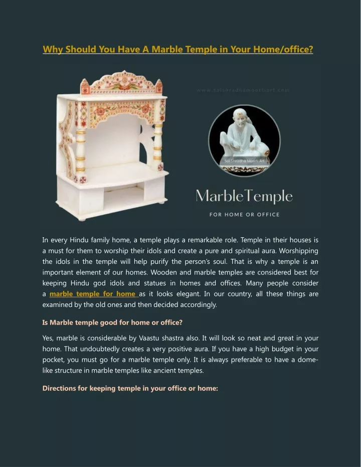 why should you have a marble temple in your home