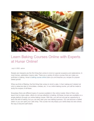 Learn Baking Courses Online with Experts at Hunar Online