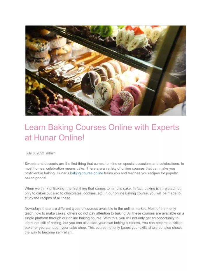 learn baking courses online with experts at hunar