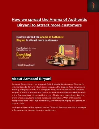How we spread the Aroma of Authentic Biryani to attract more customers