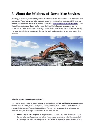 all about the efficiency of demolition services