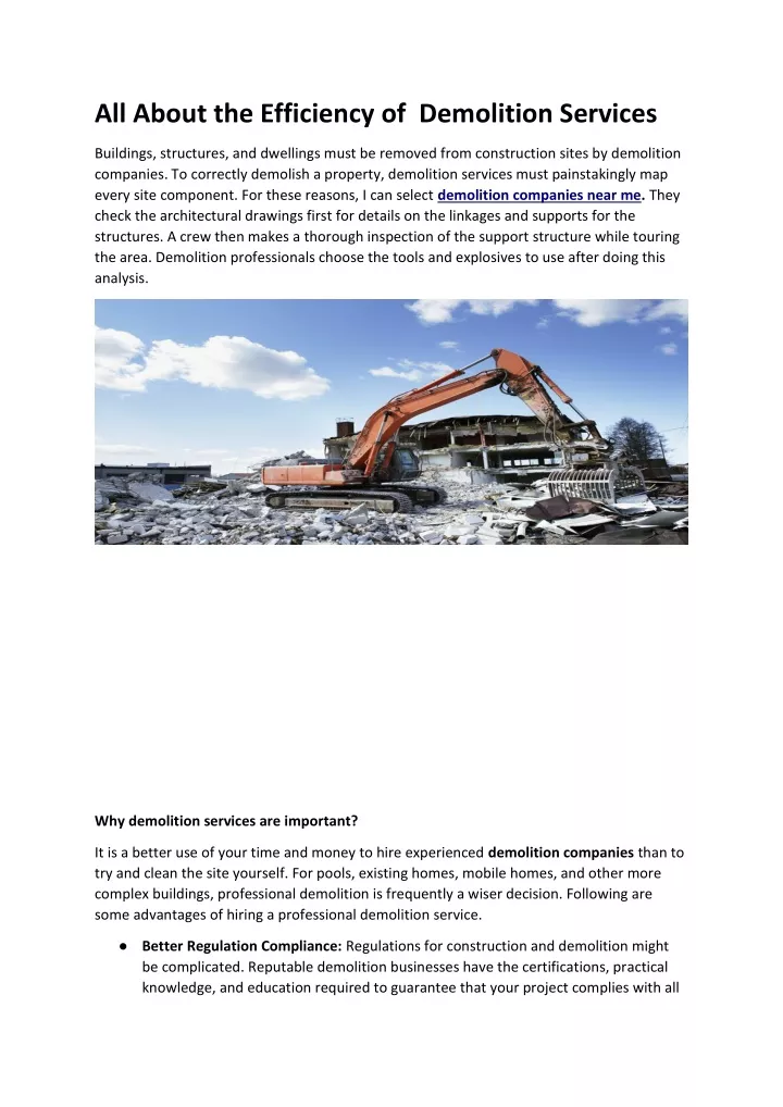 all about the efficiency of demolition services